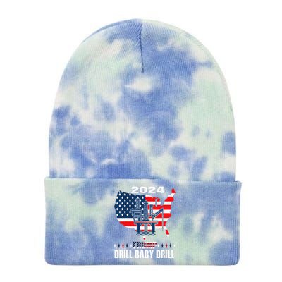 Drill Baby Drill American Flag Oilrig Oilfield Trash Tie Dye 12in Knit Beanie