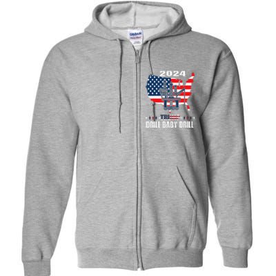 Drill Baby Drill American Flag Oilrig Oilfield Trash Full Zip Hoodie