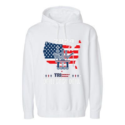 Drill Baby Drill American Flag Oilrig Oilfield Trash Garment-Dyed Fleece Hoodie