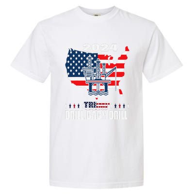 Drill Baby Drill American Flag Oilrig Oilfield Trash Garment-Dyed Heavyweight T-Shirt