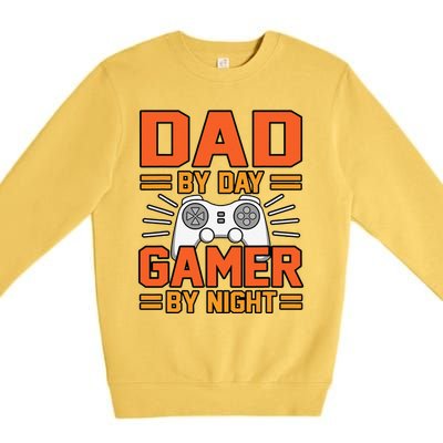 Dad By Day Gamer By Night Father’s Day Daddy Father Graphic Premium Crewneck Sweatshirt