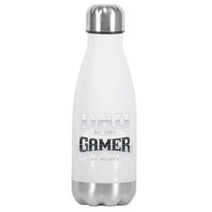 Dad By Day Gamer By Night Funny Nerdy Video Game Dad Stainless Steel Insulated Water Bottle