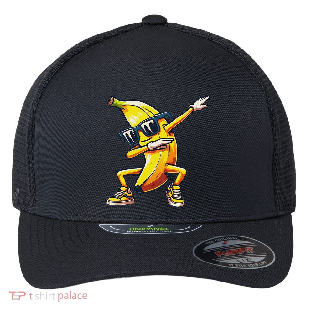 Dab Banana Dancing Dabbing Banana Fruit Meme Flexfit Unipanel Trucker Cap