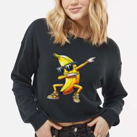 Dab Banana Dancing Dabbing Banana Fruit Meme Cropped Pullover Crew