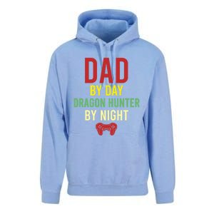 Dad By Day Dragon Hunter By Night Hobby Daddy Gamer Gift Unisex Surf Hoodie