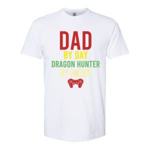 Dad By Day Dragon Hunter By Night Hobby Daddy Gamer Gift Softstyle CVC T-Shirt