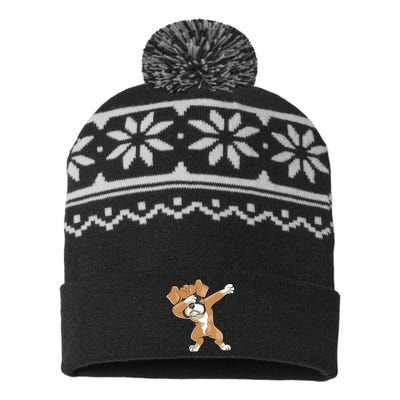 Dabbing Boxer Dog T Gift Funny Dab Gift Puppy Men USA-Made Snowflake Beanie