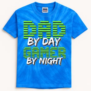 Dad By Day Gamer By Night Fathers Day Video Gamer Gift Gift Kids Tie-Dye T-Shirt