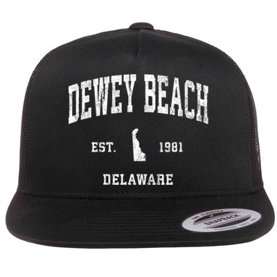 Dewey Beach Delaware De Vintage Established Athletic Sports Design Flat Bill Trucker Hat