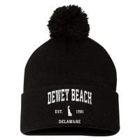 Dewey Beach Delaware De Vintage Established Athletic Sports Design Pom Pom 12in Knit Beanie