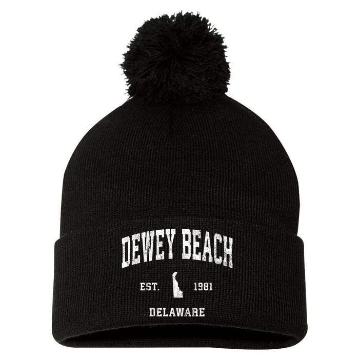 Dewey Beach Delaware De Vintage Established Athletic Sports Design Pom Pom 12in Knit Beanie