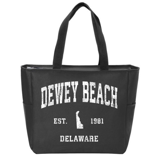 Dewey Beach Delaware De Vintage Established Athletic Sports Design Zip Tote Bag