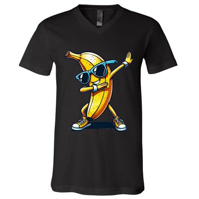Dab Banana Dancing Dabbing Banana Fruit Meme V-Neck T-Shirt
