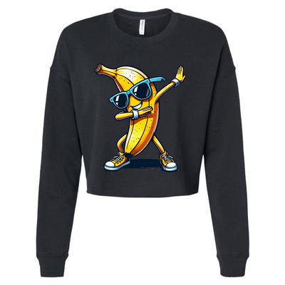 Dab Banana Dancing Dabbing Banana Fruit Meme Cropped Pullover Crew