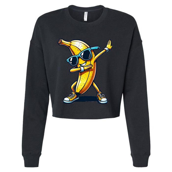 Dab Banana Dancing Dabbing Banana Fruit Meme Cropped Pullover Crew