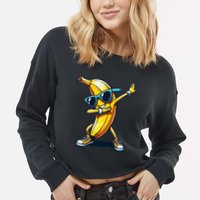 Dab Banana Dancing Dabbing Banana Fruit Meme Cropped Pullover Crew