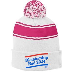 Dictatorship Bad Stripe Pom Pom Beanie