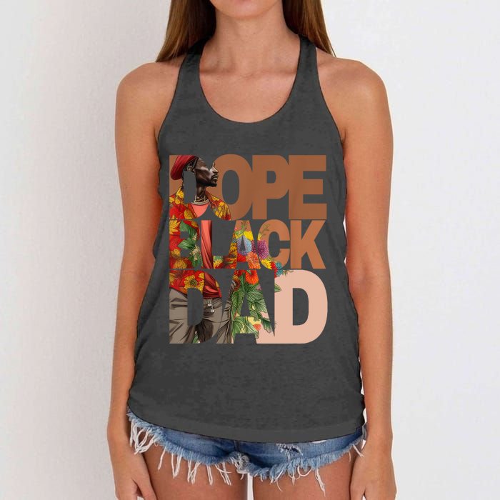 Dope Black Dad Juneteenth Black History Month Pride Fathers Women's Knotted Racerback Tank