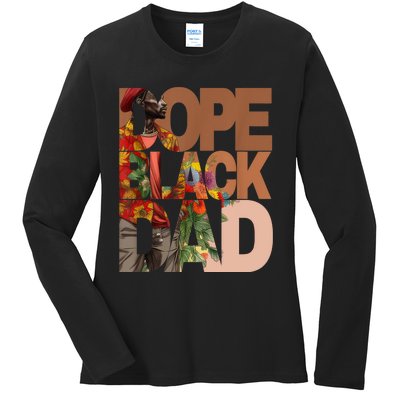 Dope Black Dad Juneteenth Black History Month Pride Fathers Ladies Long Sleeve Shirt