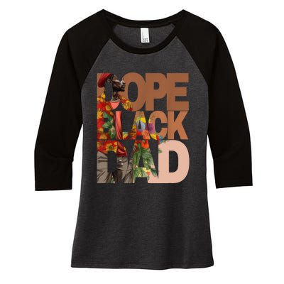 Dope Black Dad Juneteenth Black History Month Pride Fathers Women's Tri-Blend 3/4-Sleeve Raglan Shirt