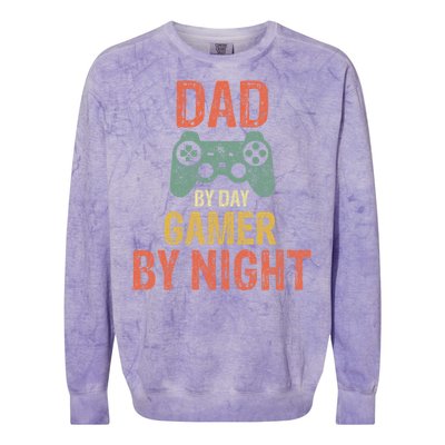 Dad By Day Gamer By Nighmeaningful Gift Funny Video Gamer Dad Gift Colorblast Crewneck Sweatshirt