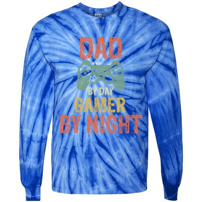 Dad By Day Gamer By Nighmeaningful Gift Funny Video Gamer Dad Gift Tie-Dye Long Sleeve Shirt