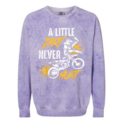 Dirt Bike Dirt Never Hurt Motocross Colorblast Crewneck Sweatshirt