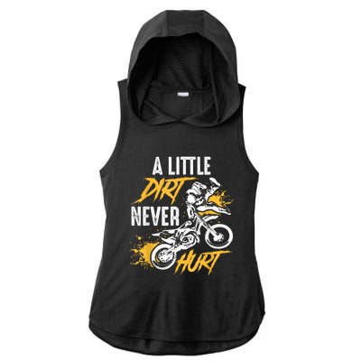 Dirt Bike Dirt Never Hurt Motocross Ladies PosiCharge Tri-Blend Wicking Draft Hoodie Tank