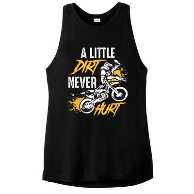 Dirt Bike Dirt Never Hurt Motocross Ladies PosiCharge Tri-Blend Wicking Tank