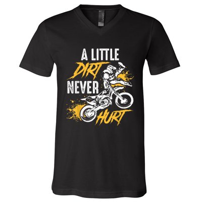 Dirt Bike Dirt Never Hurt Motocross V-Neck T-Shirt