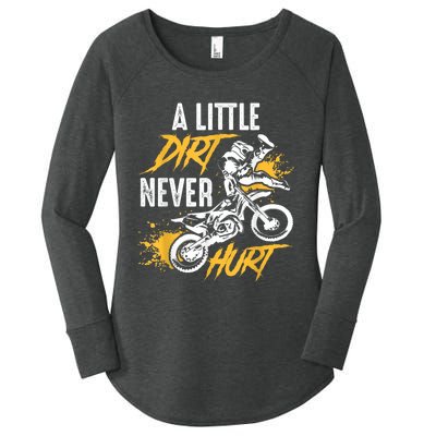 Dirt Bike Dirt Never Hurt Motocross Women's Perfect Tri Tunic Long Sleeve Shirt