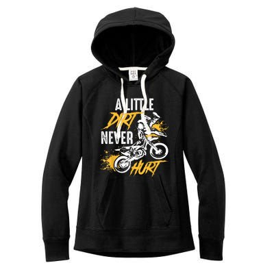 Dirt Bike Dirt Never Hurt Motocross Women's Fleece Hoodie