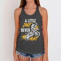 Dirt Bike Dirt Never Hurt Motocross Women's Knotted Racerback Tank