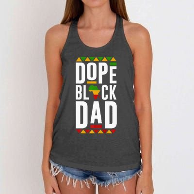 Dope Black Dad Black History Melanin Black Pride Women's Knotted Racerback Tank