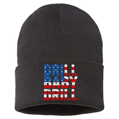 Drill Baby Drill Trump 2024 Sustainable Knit Beanie