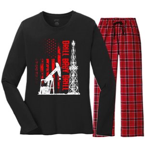 Drill Baby Drill Design For Oilfield Worker Women's Long Sleeve Flannel Pajama Set 