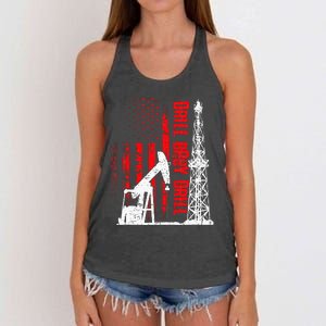 Drill Baby Drill Design For Oilfield Worker Women's Knotted Racerback Tank