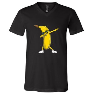 Dabbing Banana Dance Funny V-Neck T-Shirt