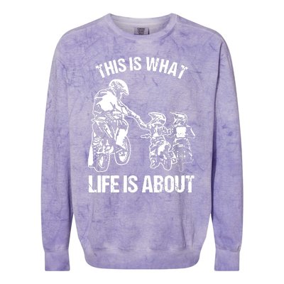 Dirt Bike Dad Motocross Motorcycle Biker Father And Son Colorblast Crewneck Sweatshirt