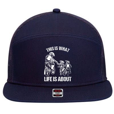 Dirt Bike Dad Motocross Motorcycle Biker Father And Son 7 Panel Mesh Trucker Snapback Hat