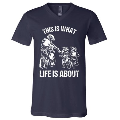 Dirt Bike Dad Motocross Motorcycle Biker Father And Son V-Neck T-Shirt