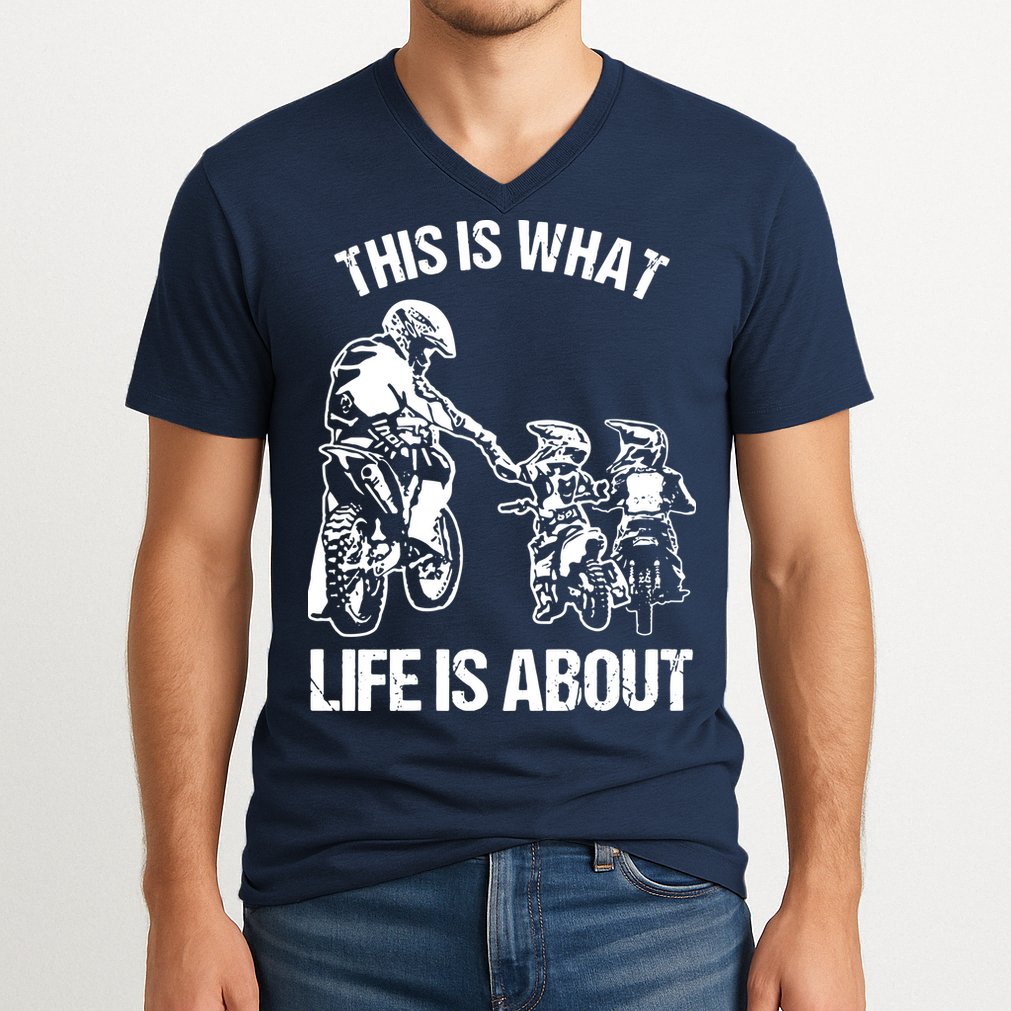 Dirt Bike Dad Motocross Motorcycle Biker Father And Son V-Neck T-Shirt
