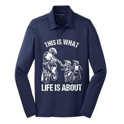 Dirt Bike Dad Motocross Motorcycle Biker Father And Son Silk Touch Performance Long Sleeve Polo