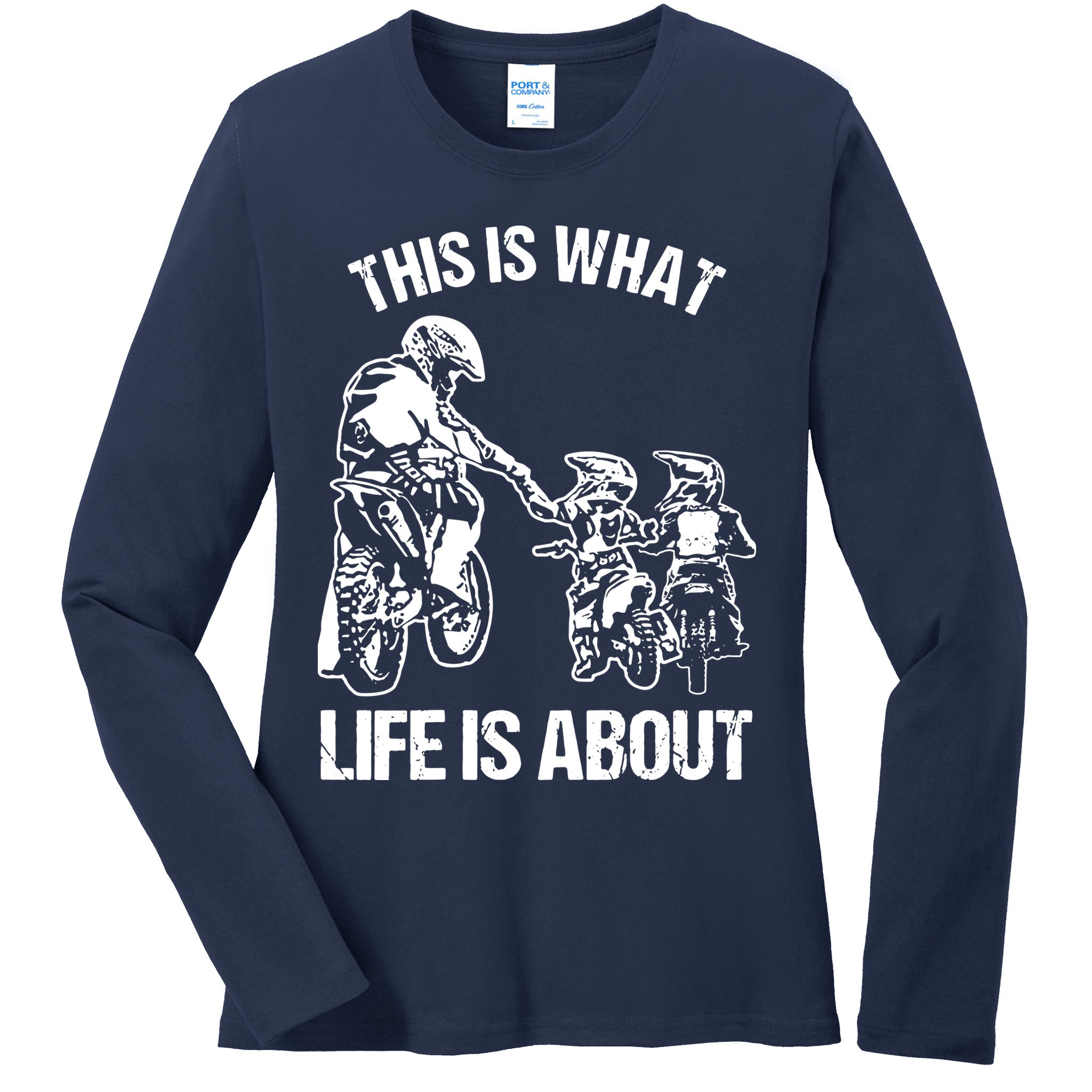 Dirt Bike Dad Motocross Motorcycle Biker Father And Son Ladies Long Sleeve Shirt