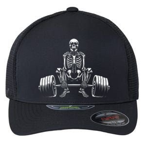 Deadlifting Bodybuilding Deadlifter Skeleton Gym Lifting Gift Flexfit Unipanel Trucker Cap