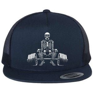 Deadlifting Bodybuilding Deadlifter Skeleton Gym Lifting Gift Flat Bill Trucker Hat