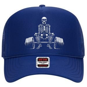 Deadlifting Bodybuilding Deadlifter Skeleton Gym Lifting Gift High Crown Mesh Back Trucker Hat