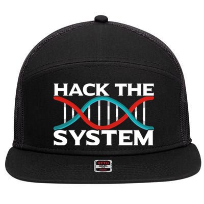 Diy Biology Dna Double Helix Hack The System Biohacker Gift 7 Panel Mesh Trucker Snapback Hat