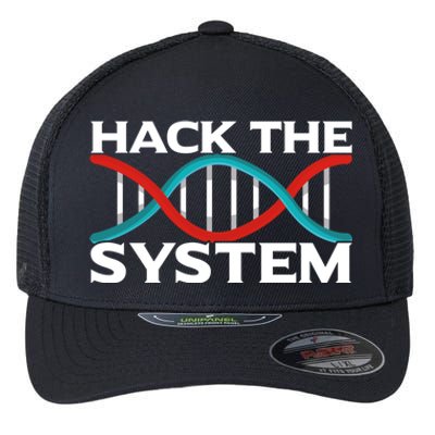 Diy Biology Dna Double Helix Hack The System Biohacker Gift Flexfit Unipanel Trucker Cap