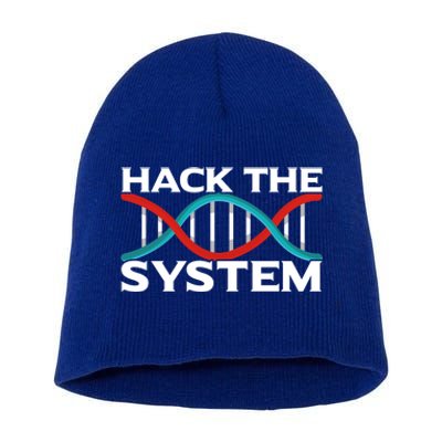 Diy Biology Dna Double Helix Hack The System Biohacker Gift Short Acrylic Beanie